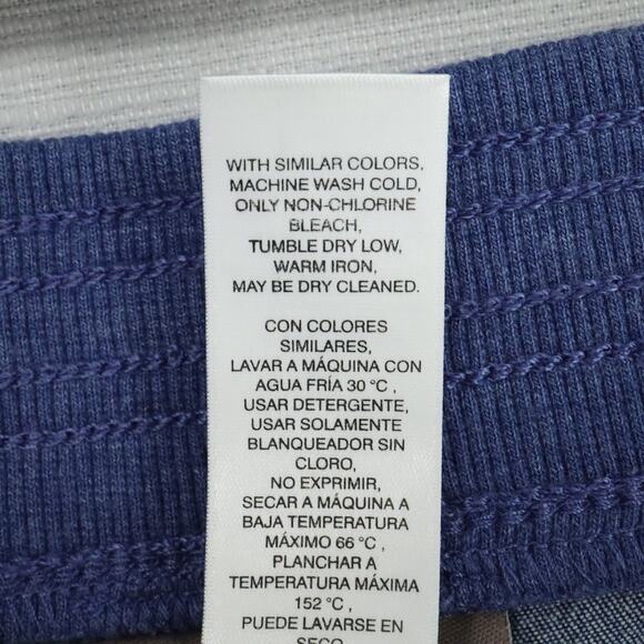 Chicos Pants 2 Womens Large Blue Chambray Pull On Elastic Waist Roll Tab Cuffs - Picture 14 of 14